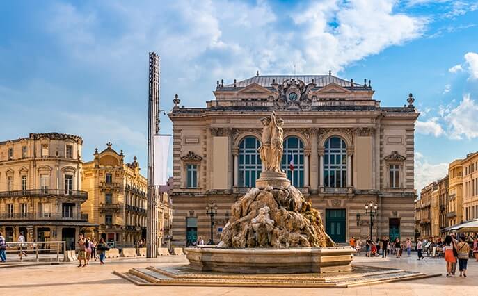 Gestion locative à Montpellier: La fontaine des Trois Grâces sur la place de la Comédie à Montpellier