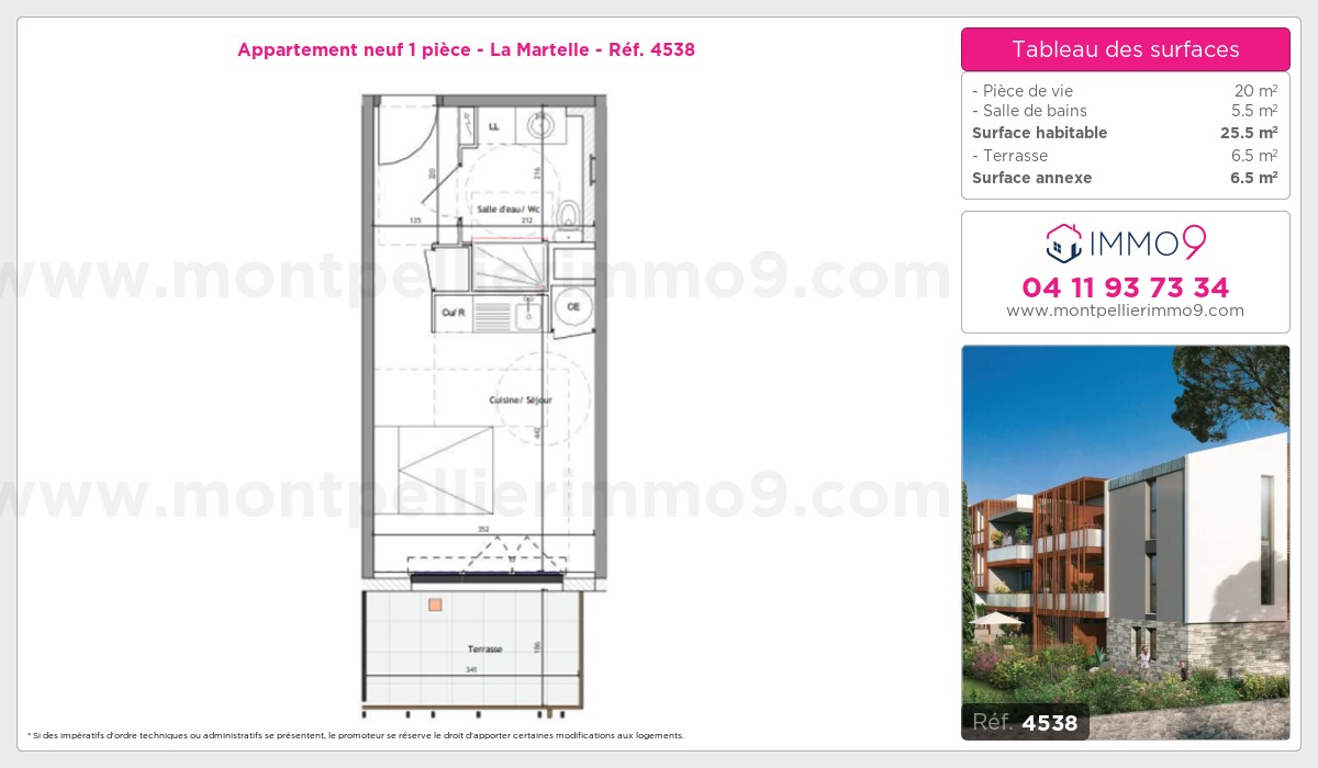 Plan et surfaces, Programme neuf Montpellier : Martelle Référence n° 4538