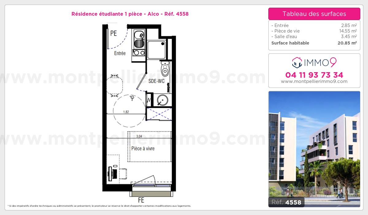 Plan et surfaces, Programme neuf Montpellier : Alco Référence n° 4558