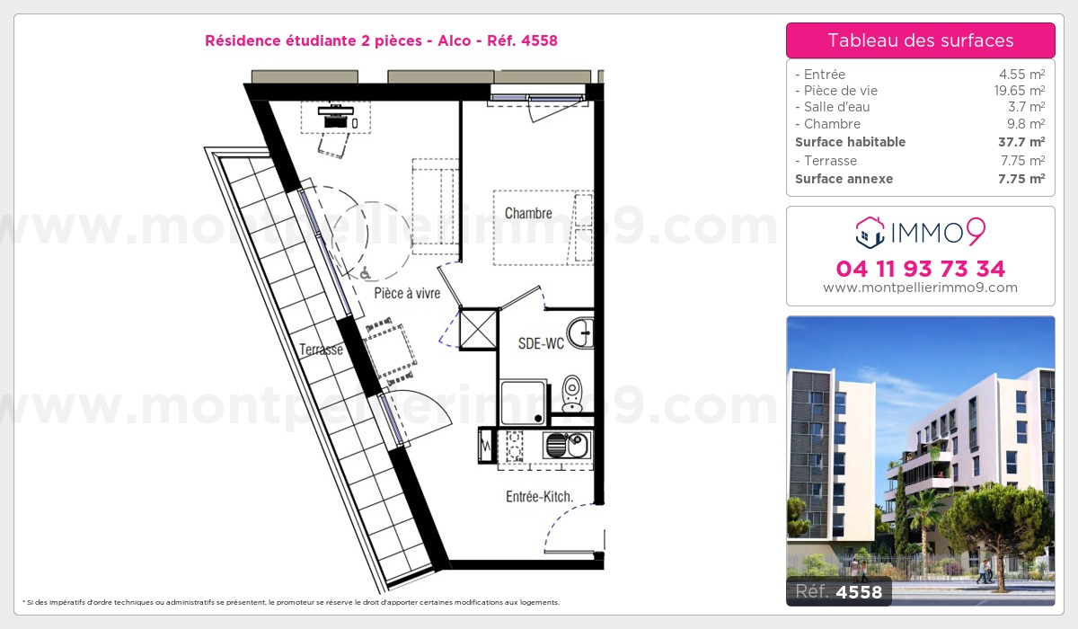Plan et surfaces, Programme neuf Montpellier : Alco Référence n° 4558