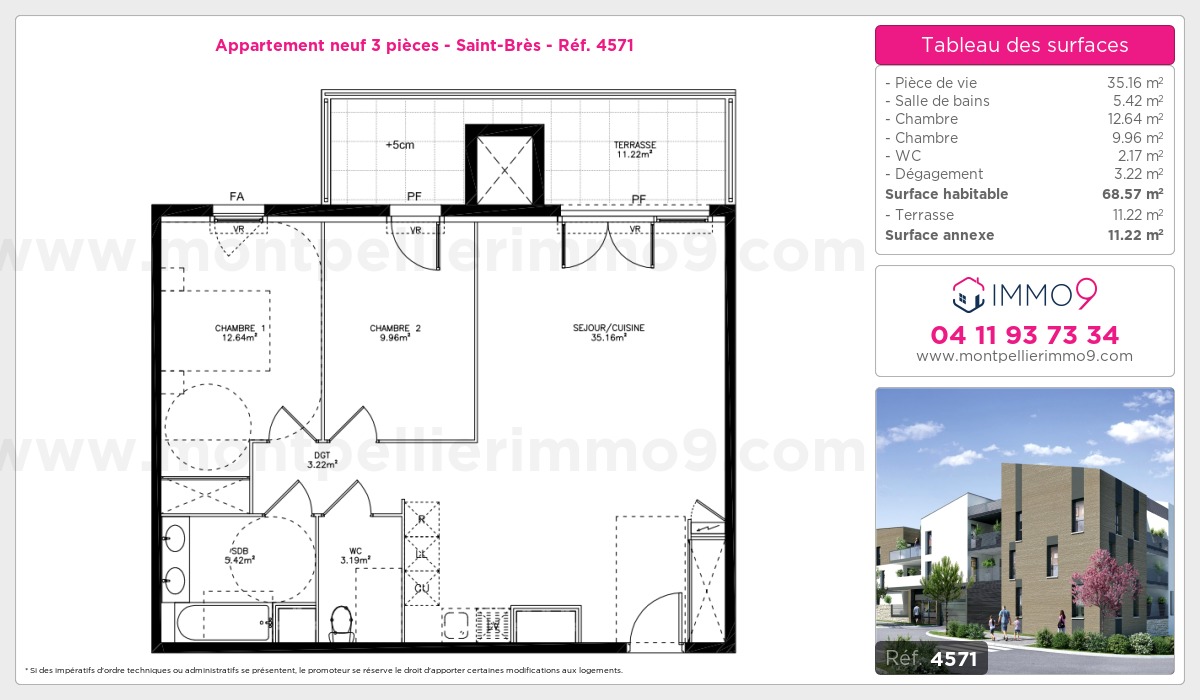 Plan et surfaces, Programme neuf Saint-Brès Référence n° 4571