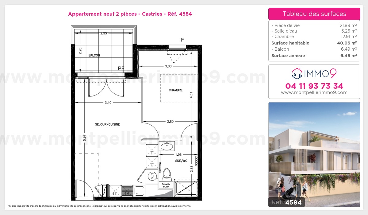 Plan et surfaces, Programme neuf Castries Référence n° 4584