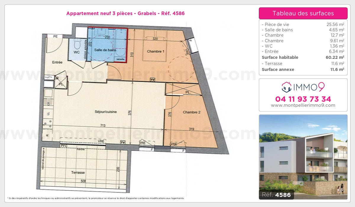 Plan et surfaces, Programme neuf Grabels Référence n° 4586