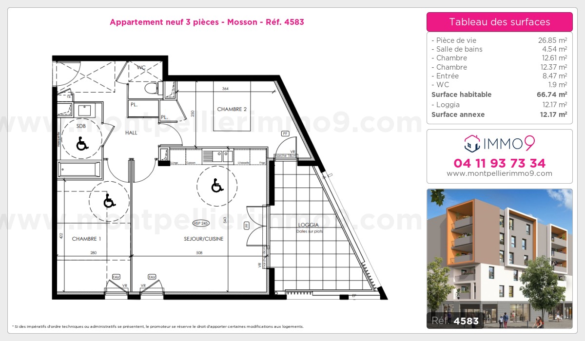 Plan et surfaces, Programme neuf Montpellier : Mosson Référence n° 4583