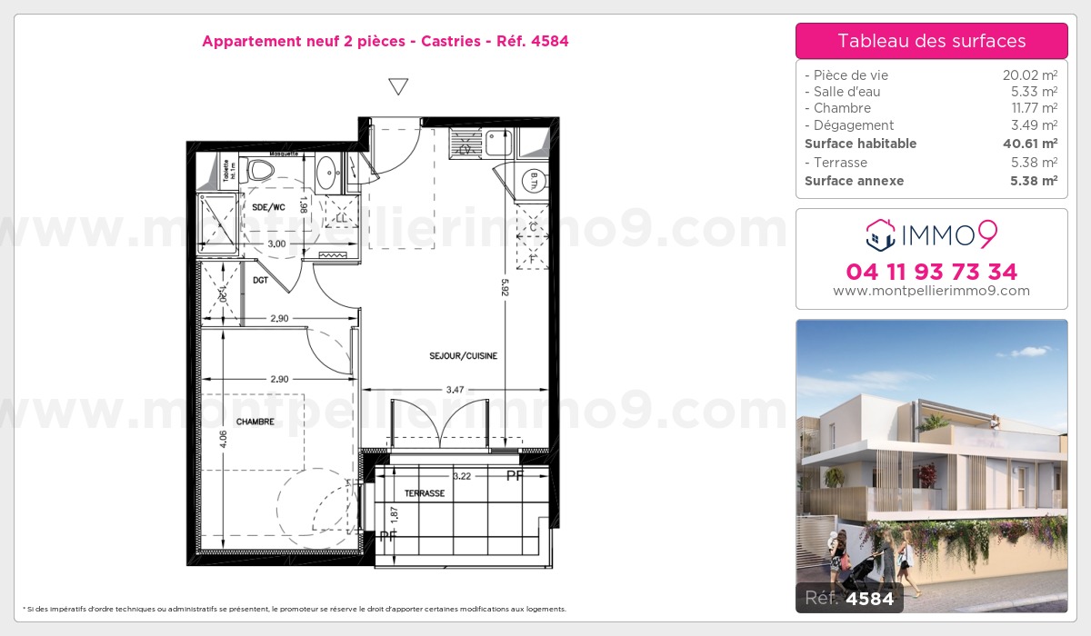Plan et surfaces, Programme neuf Castries Référence n° 4584