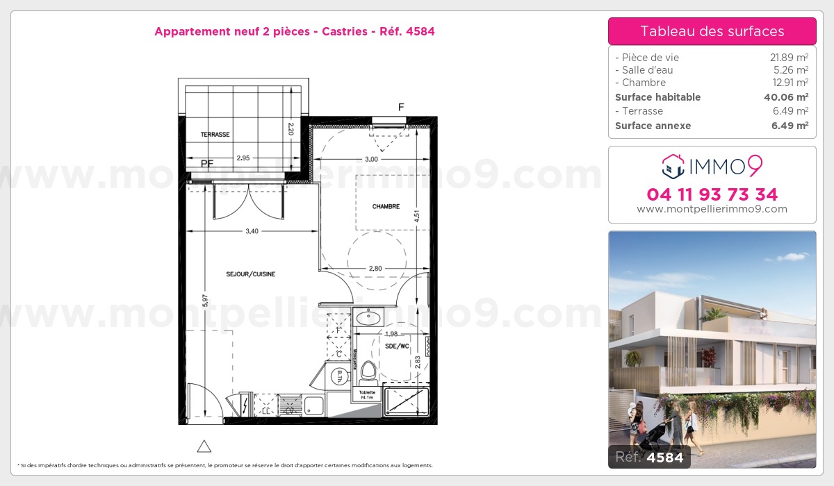 Plan et surfaces, Programme neuf Castries Référence n° 4584