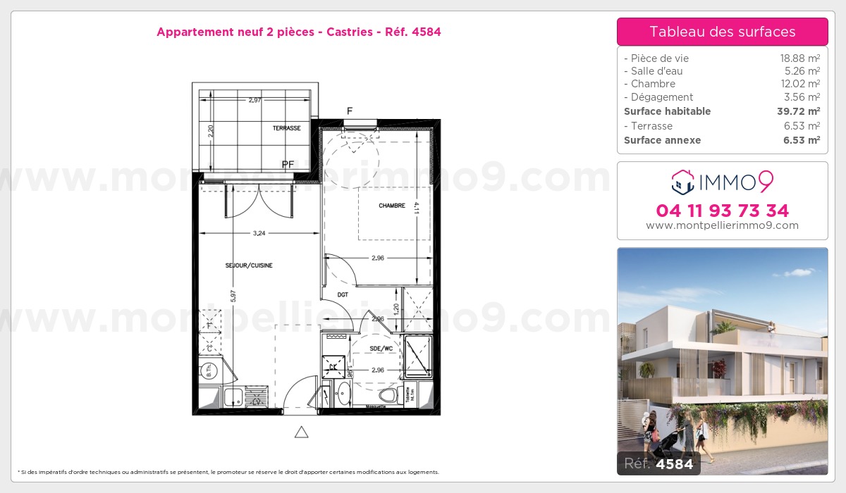 Plan et surfaces, Programme neuf Castries Référence n° 4584