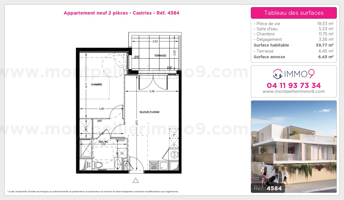 Plan et surfaces, Programme neuf Castries Référence n° 4584