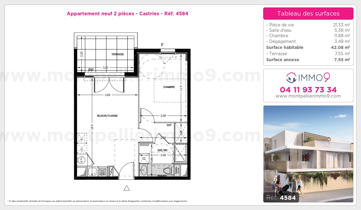 Plan et surfaces, Programme neuf Castries Référence n° 4584