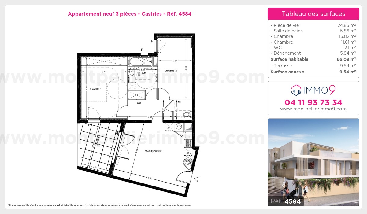Plan et surfaces, Programme neuf Castries Référence n° 4584