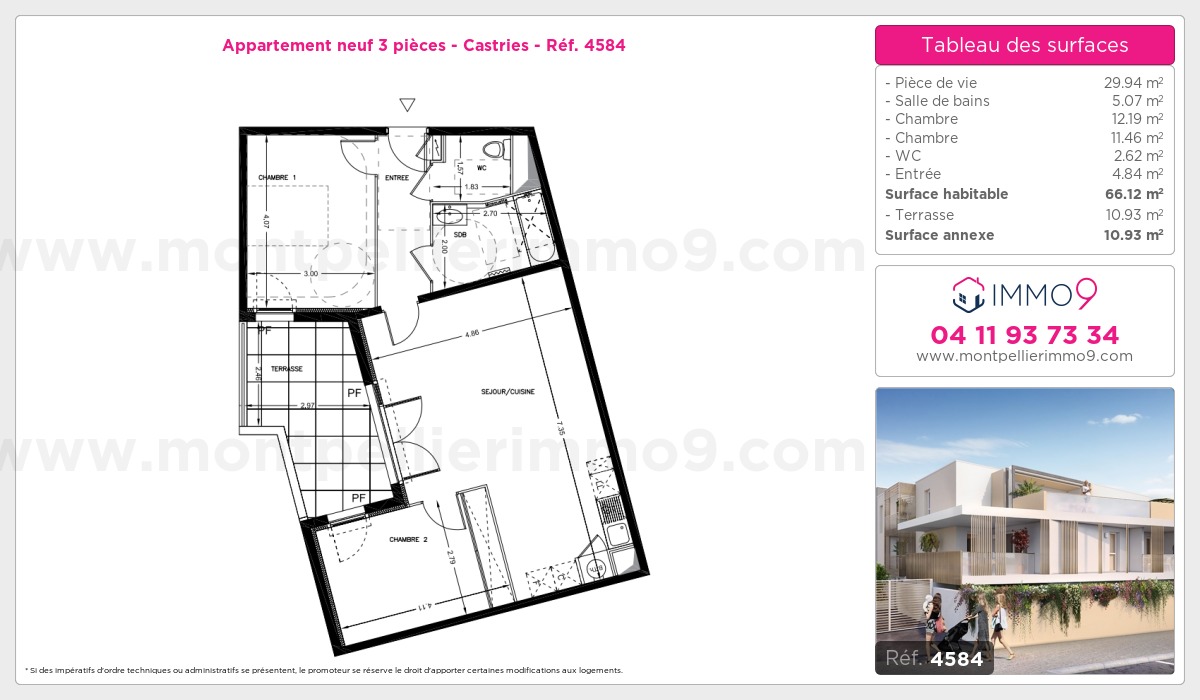 Plan et surfaces, Programme neuf Castries Référence n° 4584