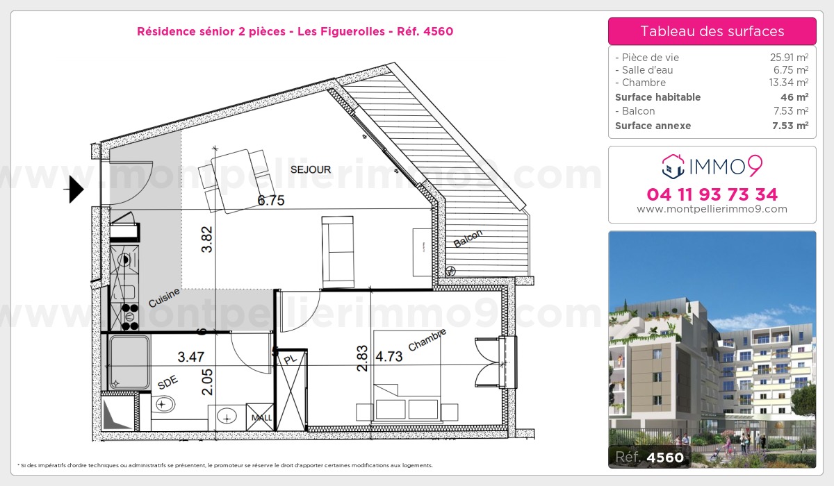 Plan et surfaces, Programme neuf Montpellier : Figuerolles Référence n° 4560