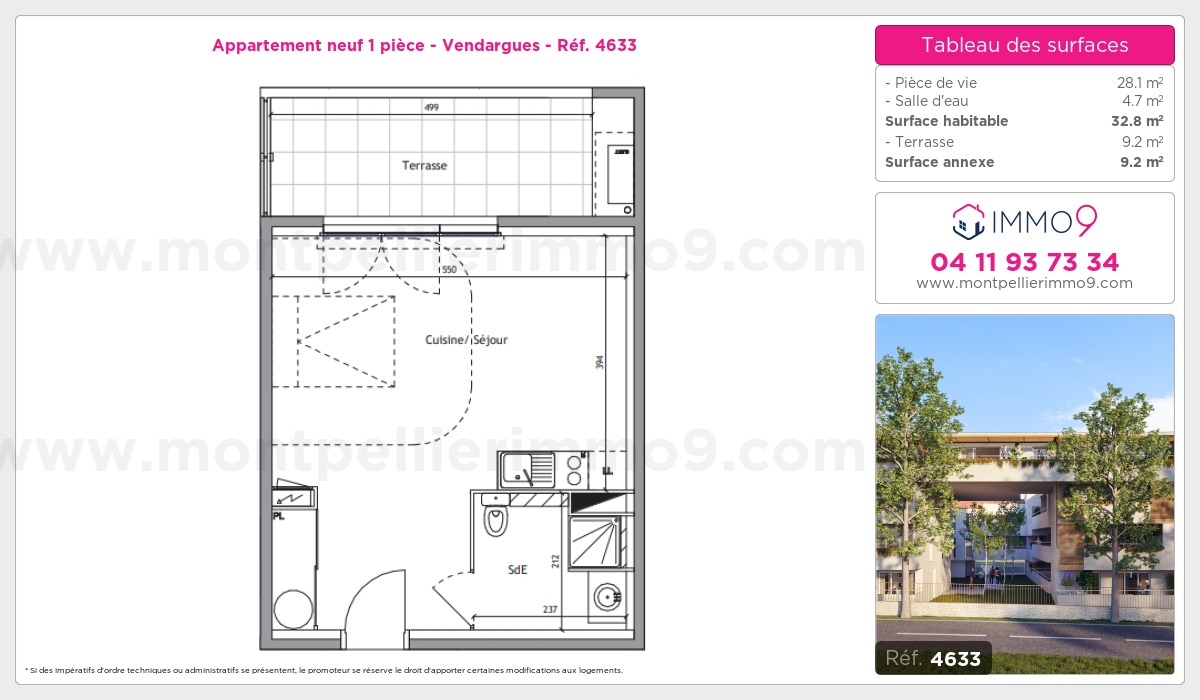 Plan et surfaces, Programme neuf Vendargues Référence n° 4633