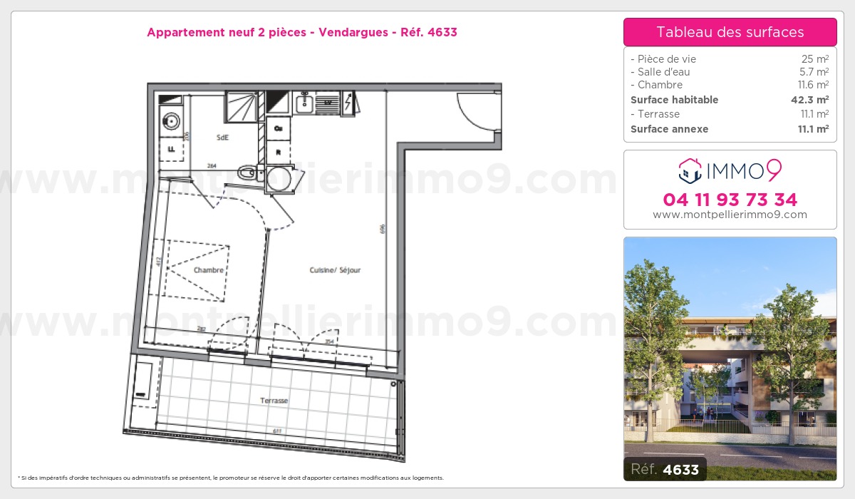 Plan et surfaces, Programme neuf Vendargues Référence n° 4633