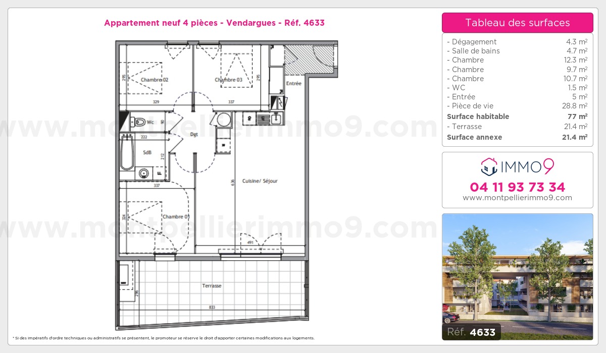 Plan et surfaces, Programme neuf Vendargues Référence n° 4633