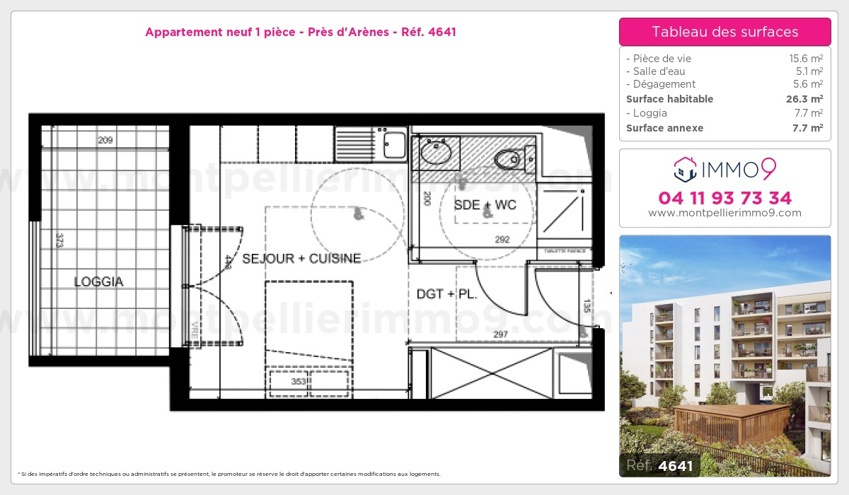 Plan et surfaces, Programme neuf Montpellier : Près d'Arènes Référence n° 4641