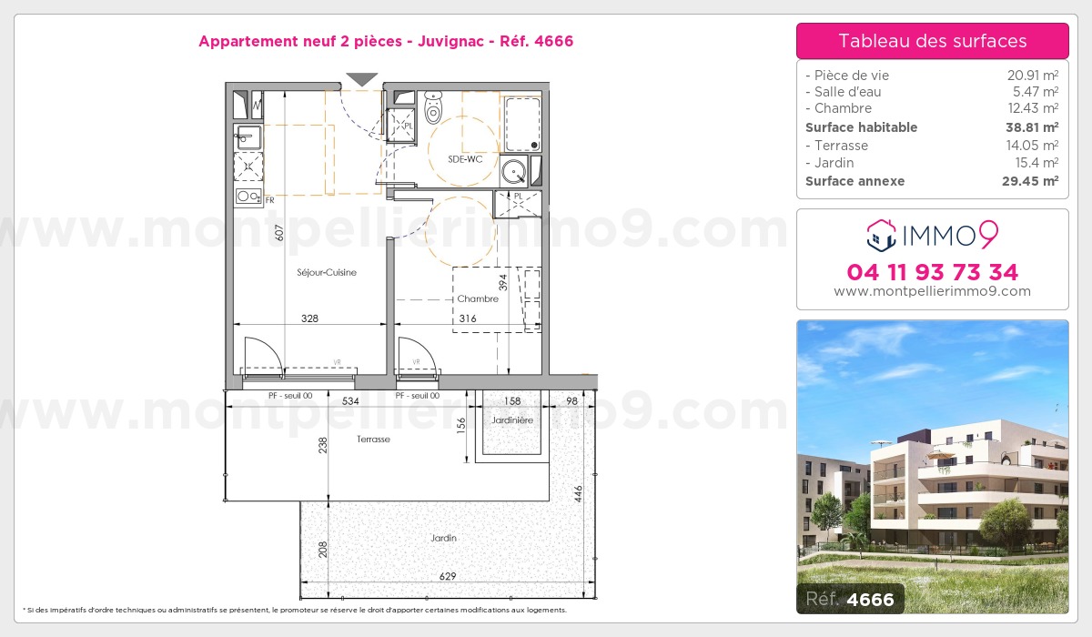 Plan et surfaces, Programme neuf Juvignac Référence n° 4666