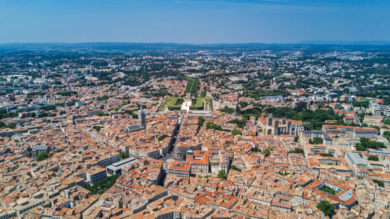 Vue aérienne de la ville de Montpellier
