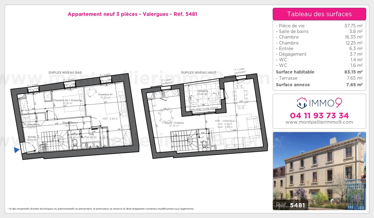Plan et surfaces, Programme neuf Valergues Référence n° 5481