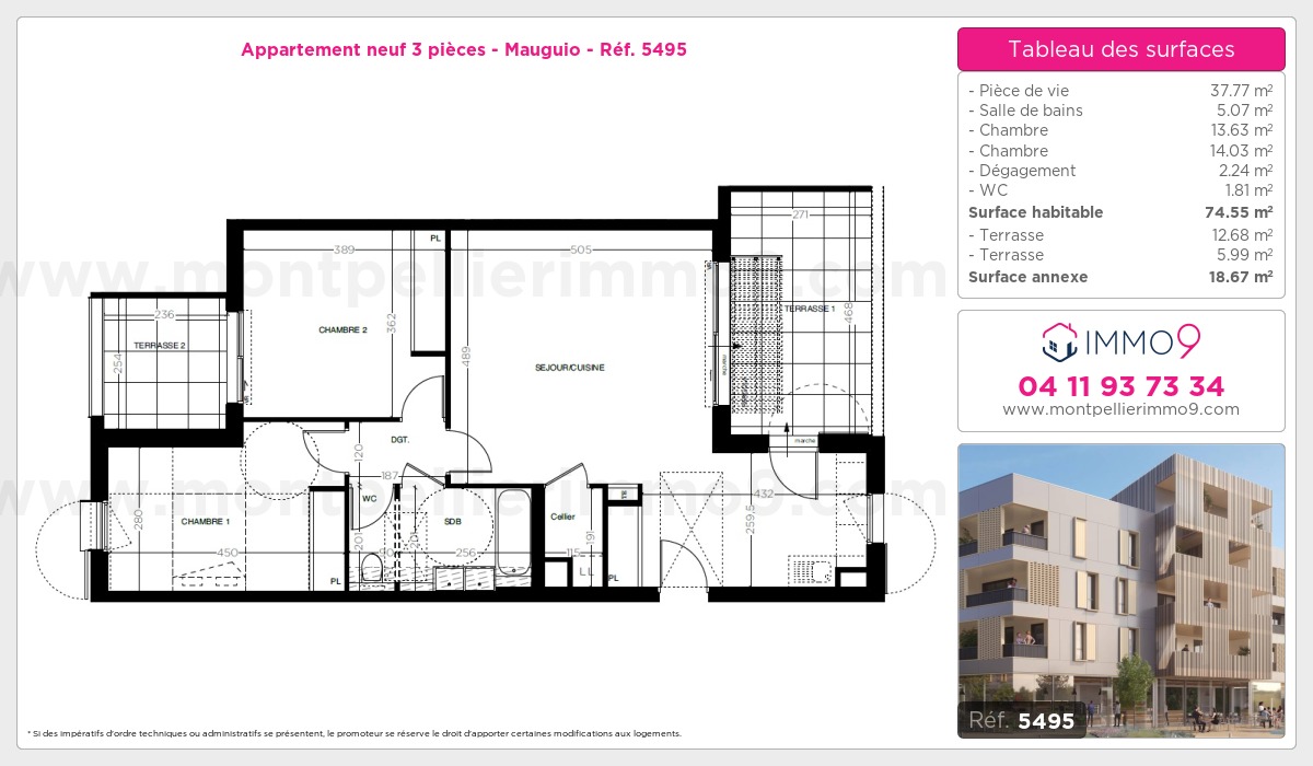 Plan et surfaces, Programme neuf Mauguio Référence n° 5495