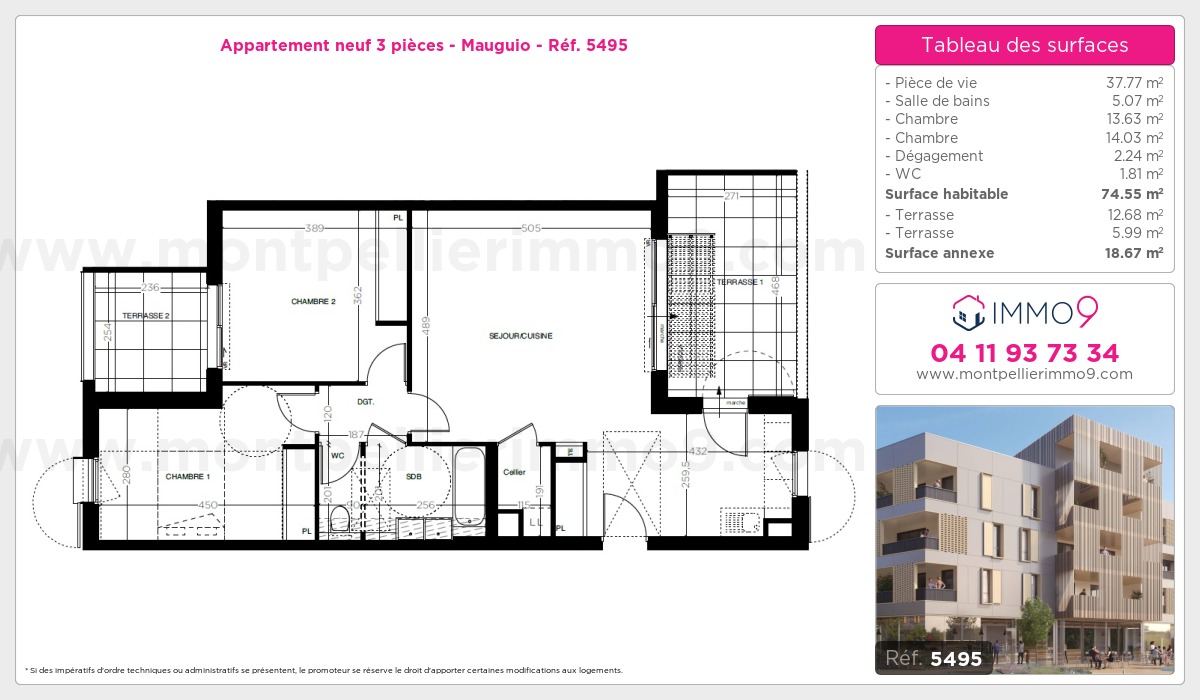 Plan et surfaces, Programme neuf Mauguio Référence n° 5495