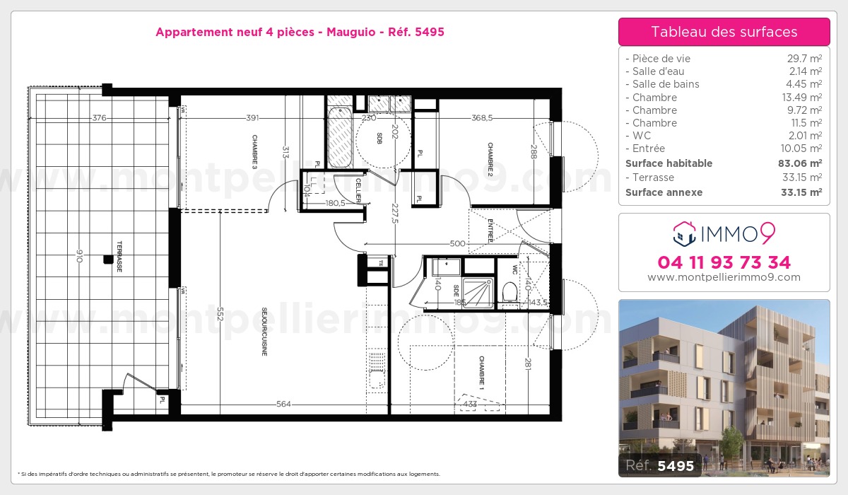 Plan et surfaces, Programme neuf Mauguio Référence n° 5495