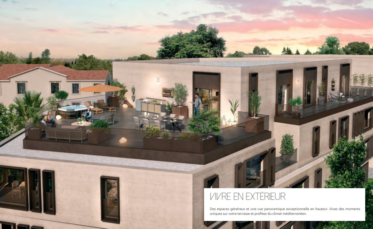 Une terrasse de 150m² ne se trouve pas à tous les coins de rue appartements de luxe à montpellier – La vaste terrasse de la résidence Promesse