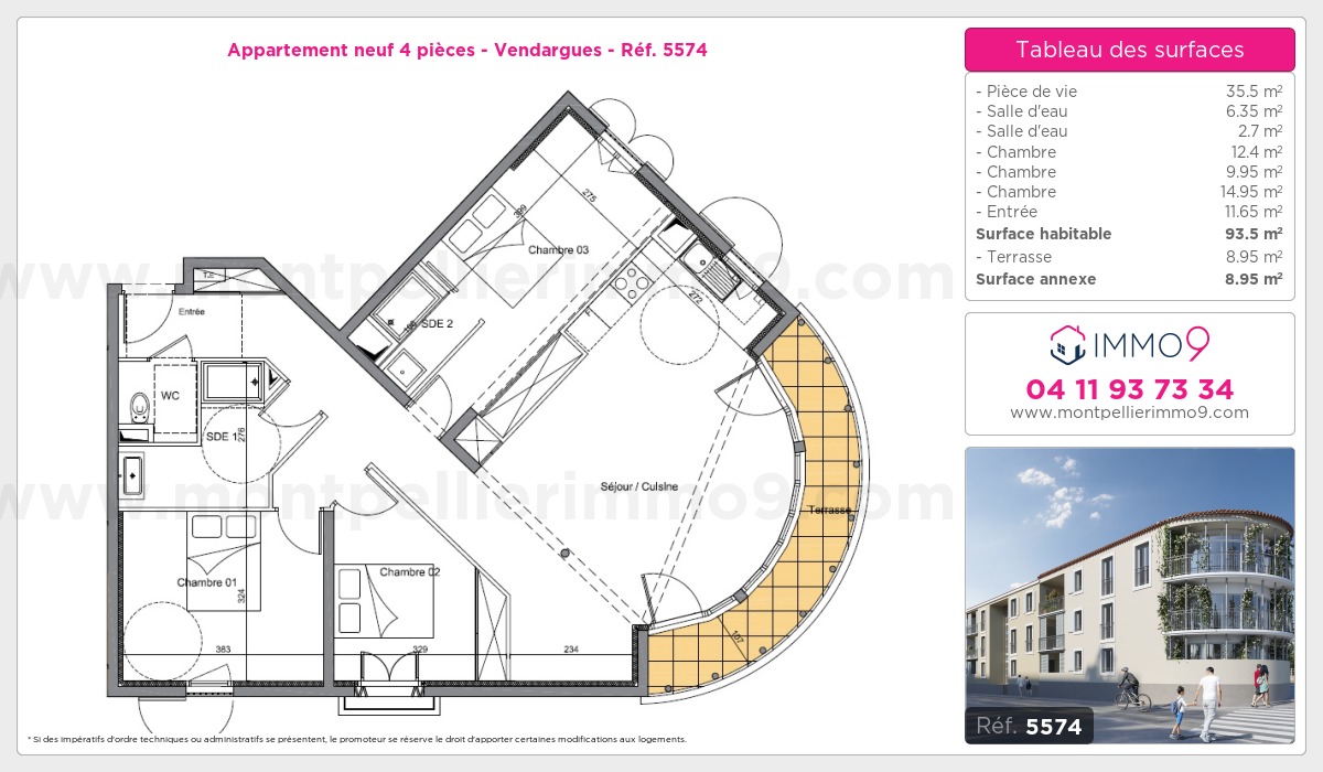 Plan et surfaces, Programme neuf Vendargues Référence n° 5574