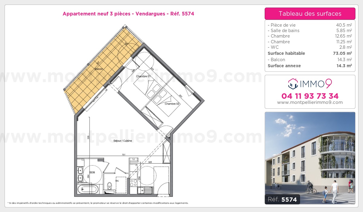 Plan et surfaces, Programme neuf Vendargues Référence n° 5574