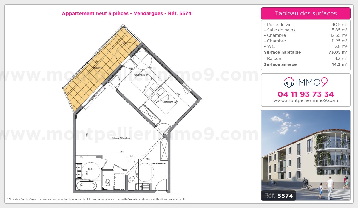 Plan et surfaces, Programme neuf Vendargues Référence n° 5574