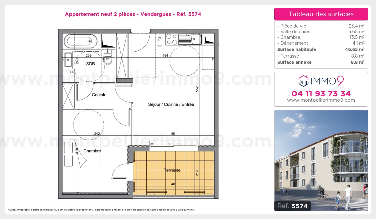 Plan et surfaces, Programme neuf Vendargues Référence n° 5574