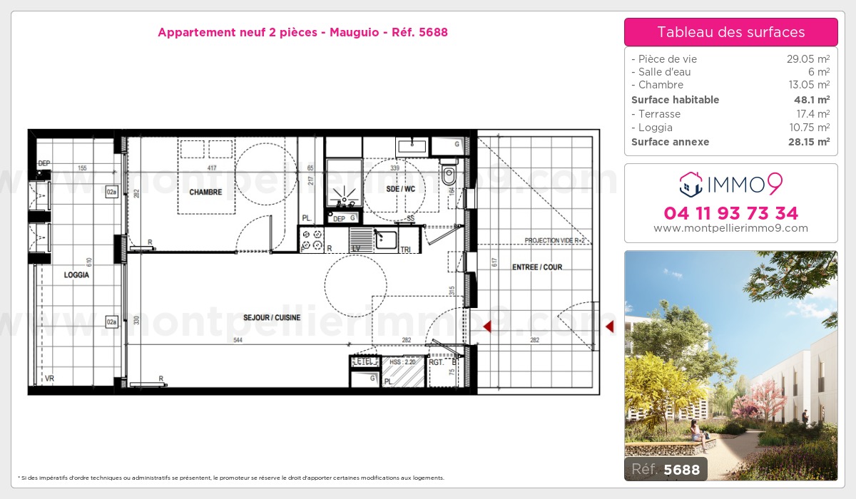 Plan et surfaces, Programme neuf Mauguio Référence n° 5688