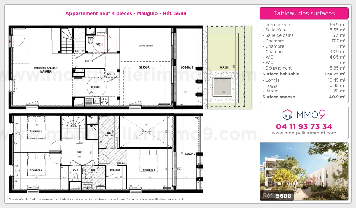 Plan et surfaces, Programme neuf Mauguio Référence n° 5688