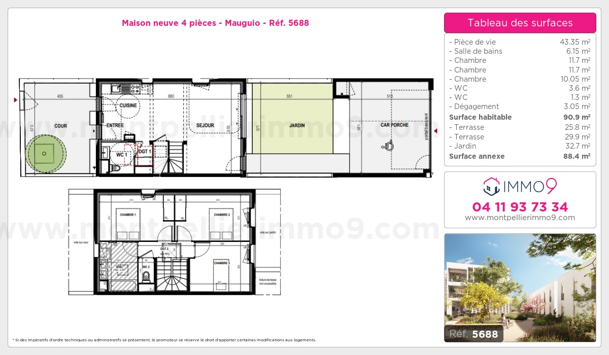 Plan et surfaces, Programme neuf Mauguio Référence n° 5688