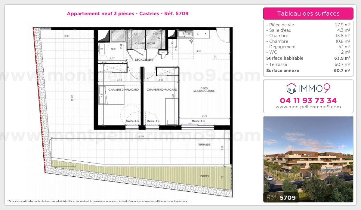 Plan et surfaces, Programme neuf Castries Référence n° 5709