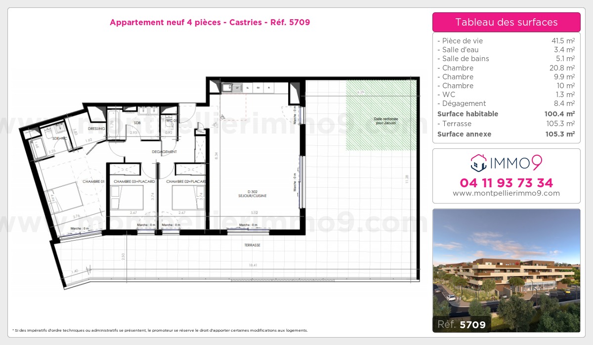 Plan et surfaces, Programme neuf Castries Référence n° 5709