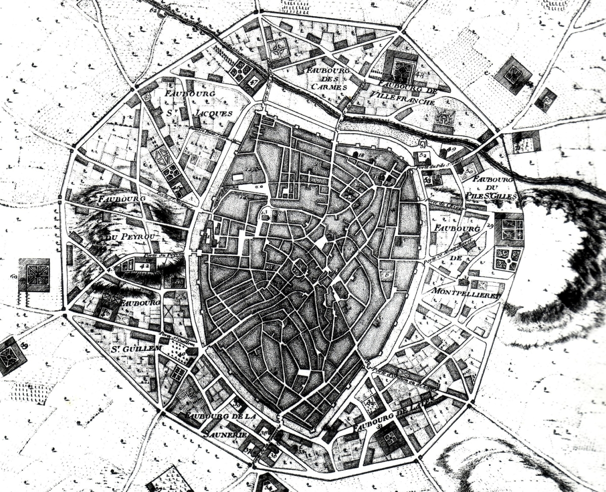Toute l’histoire de Montpellier Histoire de Montpellier -Plan de Montpellier avant les guerres de religion (1737) -