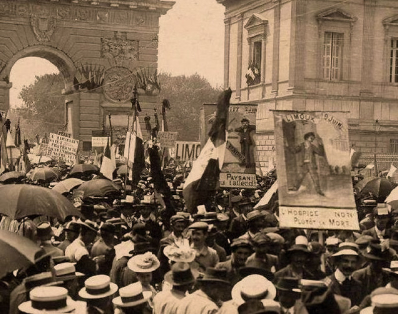 Histoire de Montpellier - Manifestation des viticulteurs à Montpellier en 1907