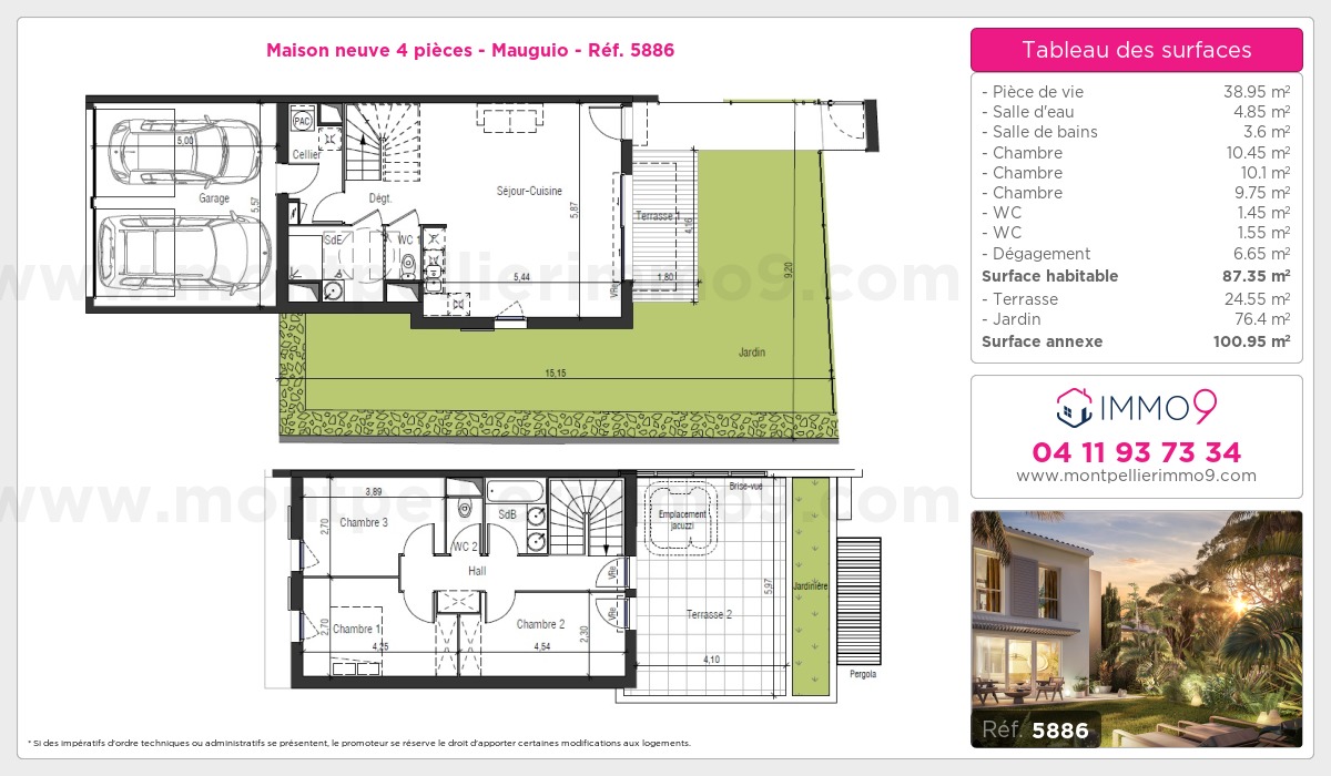 Plan et surfaces, Programme neuf Mauguio Référence n° 5886