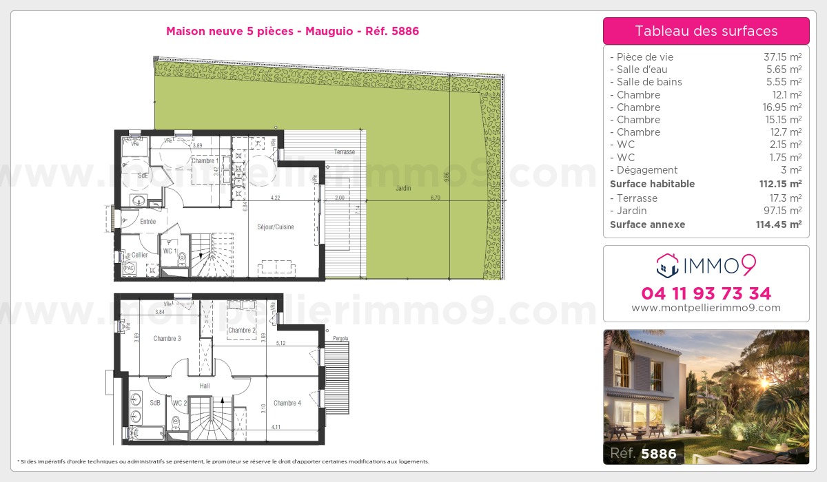 Plan et surfaces, Programme neuf Mauguio Référence n° 5886