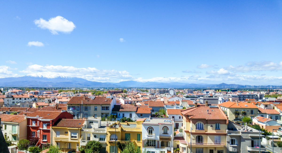 LGV Montpellier-Perpignan - vue aérienne sur Perpignan