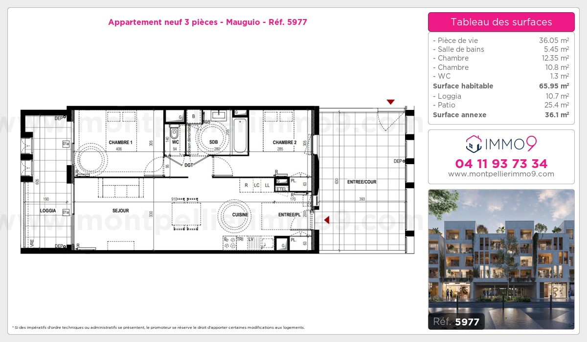 Plan et surfaces, Programme neuf Mauguio Référence n° 5977