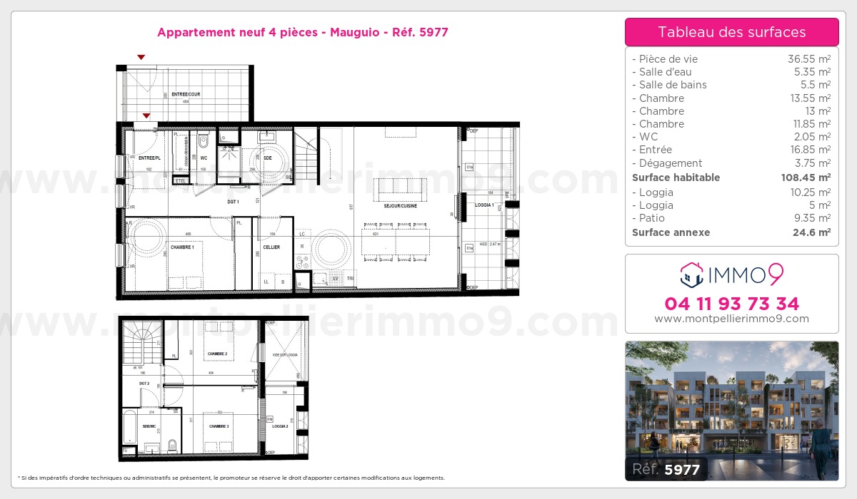 Plan et surfaces, Programme neuf Mauguio Référence n° 5977