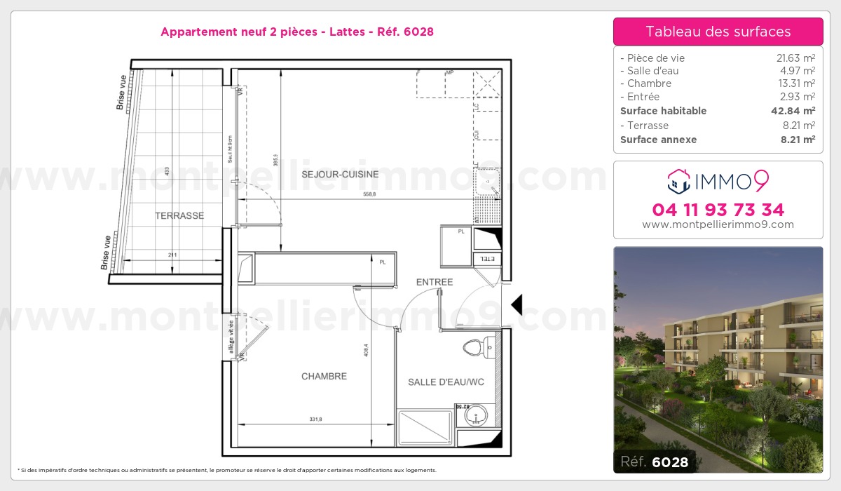 Plan et surfaces, Programme neuf Lattes Référence n° 6028