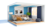  Avantages immobilier neuf - Vue 3D de l’aménagement intérieur d’un salon