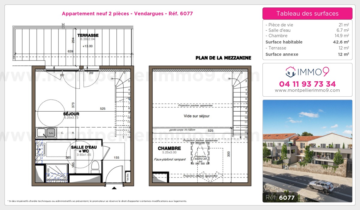 Plan et surfaces, Programme neuf Vendargues Référence n° 6077