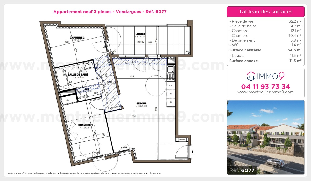 Plan et surfaces, Programme neuf Vendargues Référence n° 6077