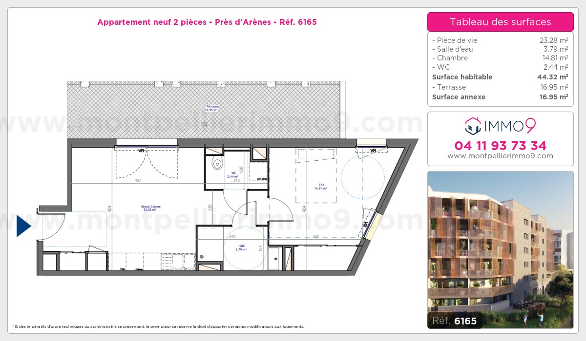 Plan et surfaces, Programme neuf Montpellier : Près d'Arènes Référence n° 6165