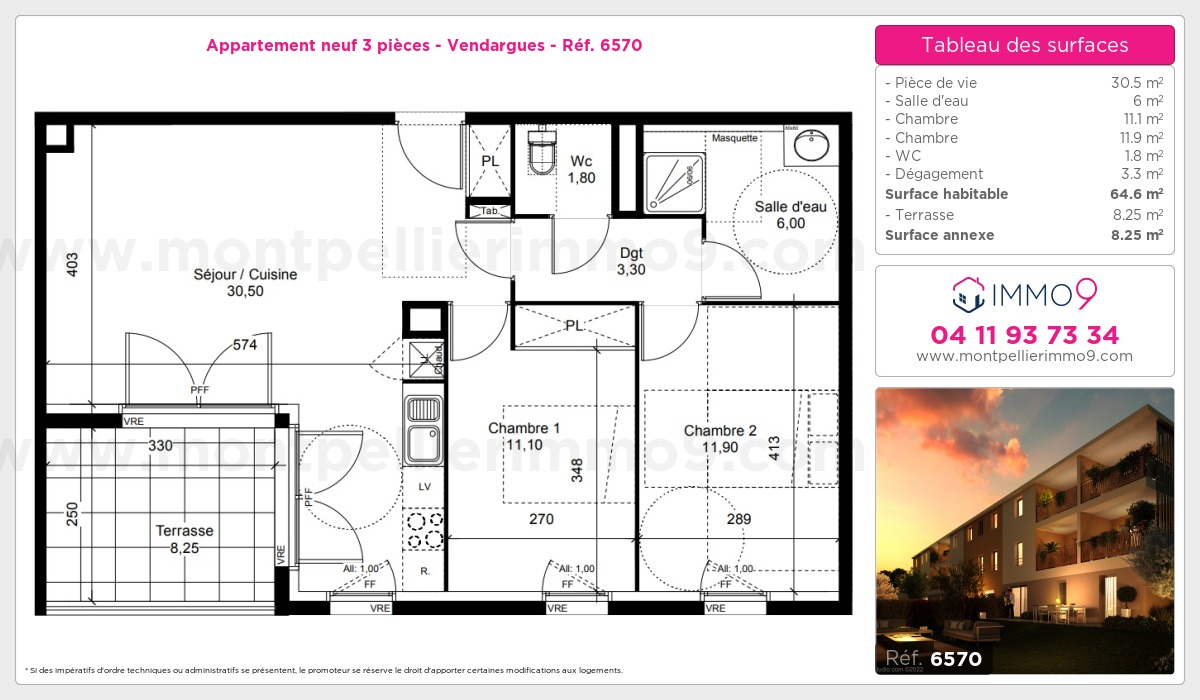 Plan et surfaces, Programme neuf Vendargues Référence n° 6570