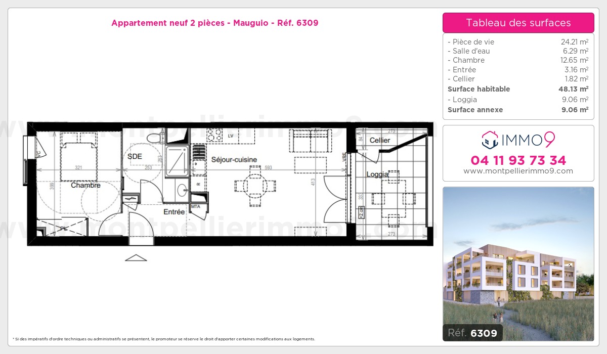 Plan et surfaces, Programme neuf Mauguio Référence n° 6309